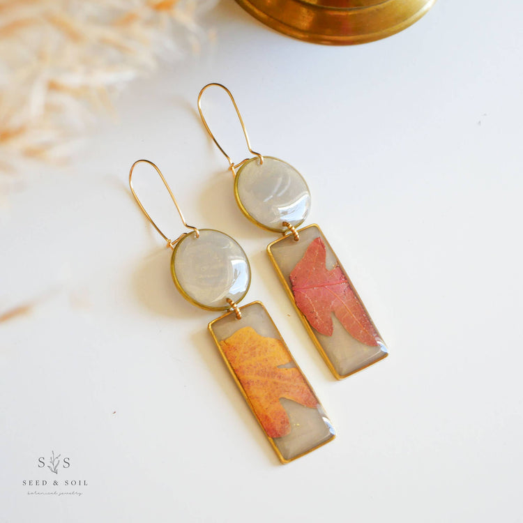 Modern Shape Oak Earrings