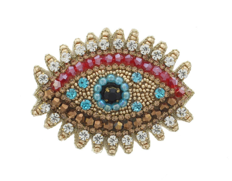 Colorful Evil Eye Beaded Pin – Handmade Embroidered Brooch
