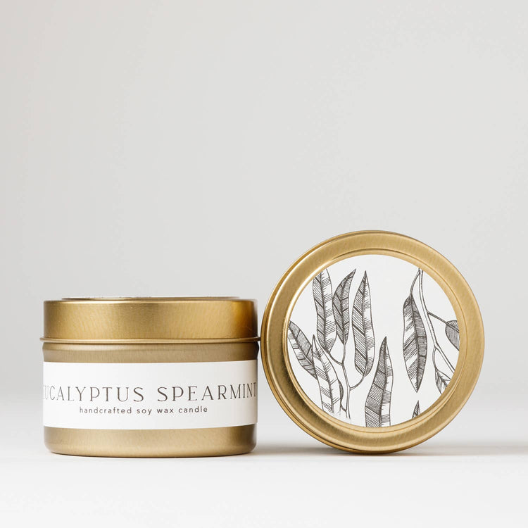 Eucalyptus + Spearmint : Tin Soy Candle ( winter spring )