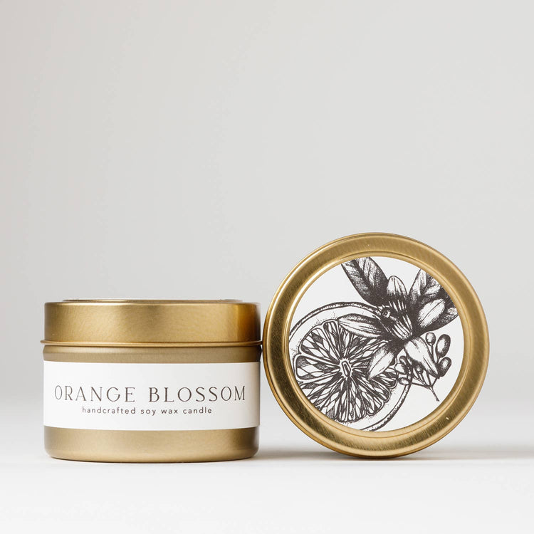 Orange Blossom : Tin Soy Candle ( spring summer )