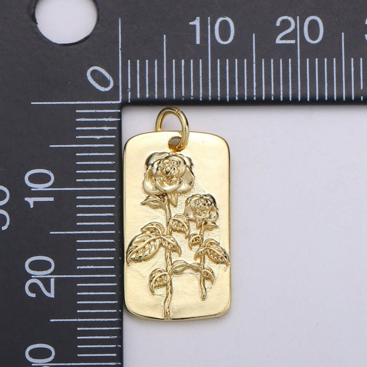Rose Charms, Gold Rose Pendant, Dainty Rose Charm, Small Rose Charm for Necklace Floral Flower Jewelry in 14k gold filled D-750