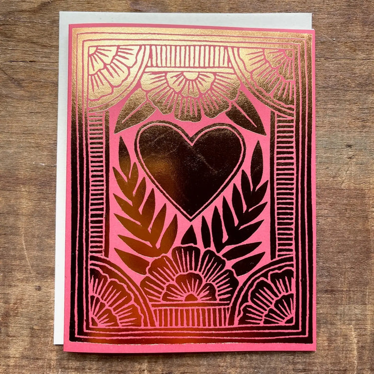 Katharine Watson Pink and Gold Heart - Blank Card