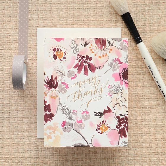 Floral Many Thanks Card - Antiquaria - Blank Card