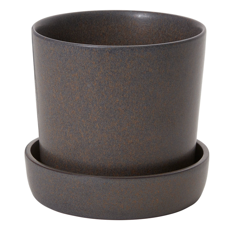 Watson Pot with Saucer Black