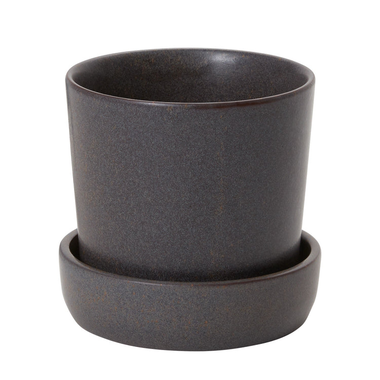Watson Pot with Saucer Black