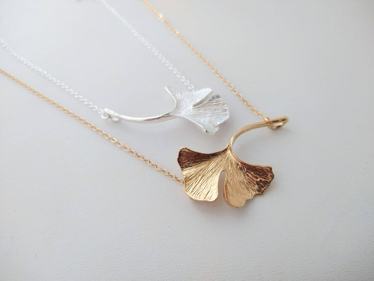 Ginkgo Necklace, Nature Necklace, Leaf Necklace