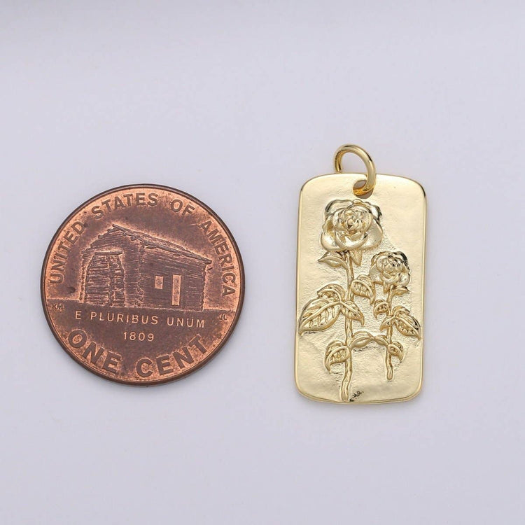 Rose Charms, Gold Rose Pendant, Dainty Rose Charm, Small Rose Charm for Necklace Floral Flower Jewelry in 14k gold filled D-750