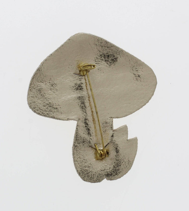 Red Mushroom Embroidered Beaded Pin – Handmade Woodland Brooch