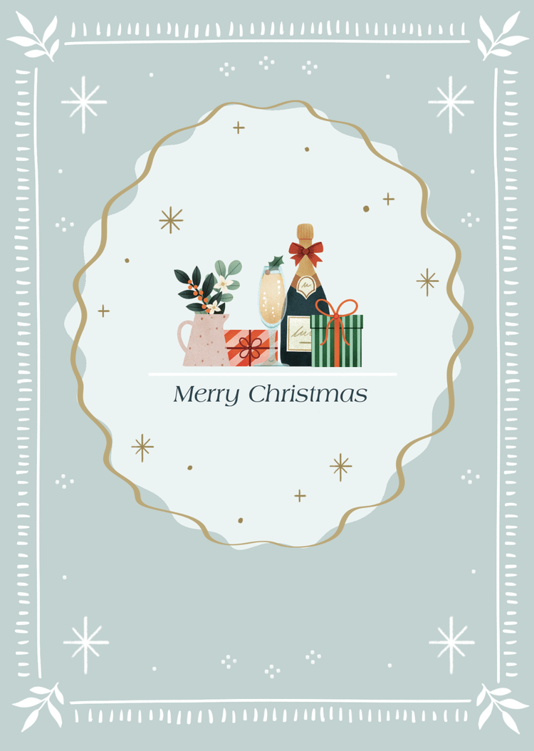 Holiday Festive Bar Cart Pop-up Card with Gold Foil