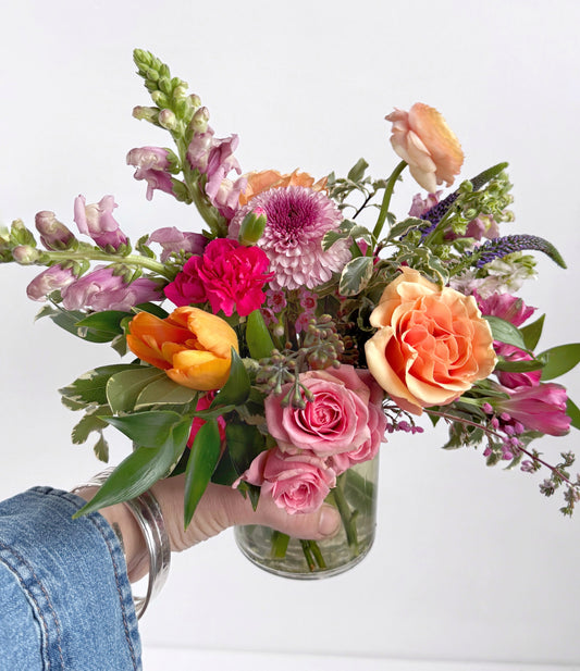 office arrangement with vibrant color palette