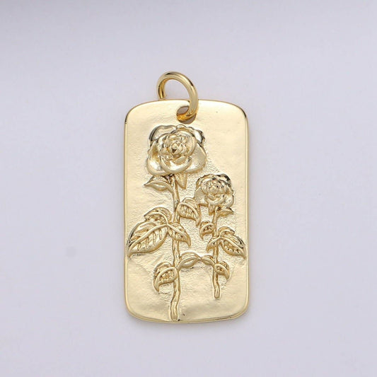 Rose Charms, Gold Rose Pendant, Dainty Rose Charm, Small Rose Charm for Necklace Floral Flower Jewelry in 14k gold filled D-750