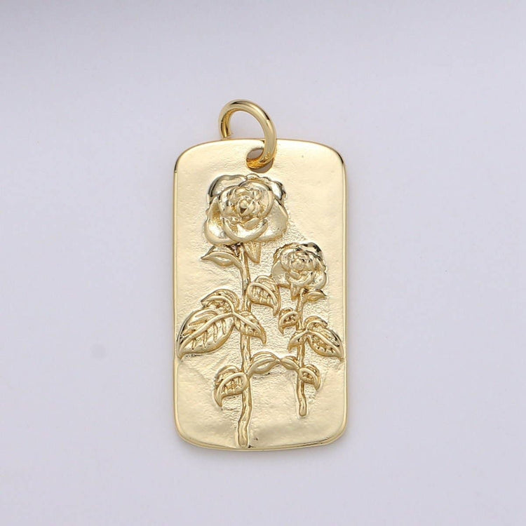 Rose Charms, Gold Rose Pendant, Dainty Rose Charm, Small Rose Charm for Necklace Floral Flower Jewelry in 14k gold filled D-750