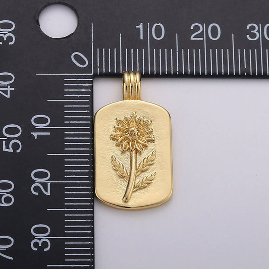 Sun Flower Charms, Gold SunFlower Pendant, Dainty Flower Charm, Small Medallion Charm for Necklace Floral Flower Jewelry I-739