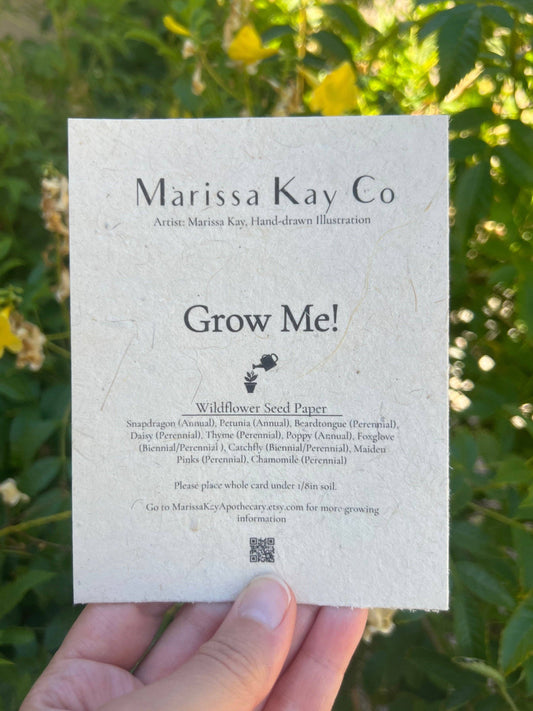 Plantable Seed Card || Hand-Drawn Seed Paper Greeting by Marissa Kay || MF6
