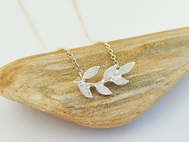 Delicate Silver Leaf Necklace, Nature Jewelry