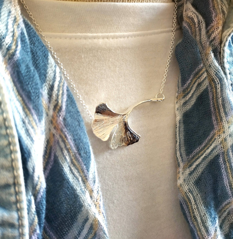 Ginkgo Necklace, Nature Necklace, Leaf Necklace