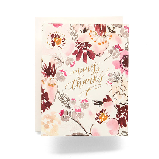 Floral Many Thanks Card - Antiquaria - Blank Card