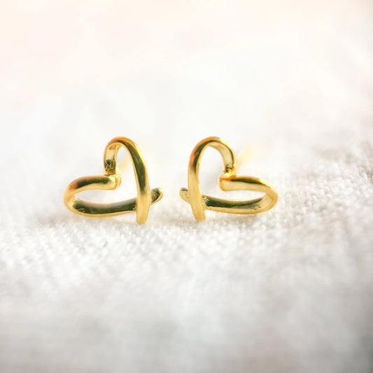 Gold Sterling Open Heart Stud - Natalie Clare