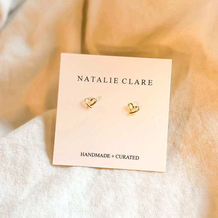 Gold Sterling Open Heart Stud - Natalie Clare