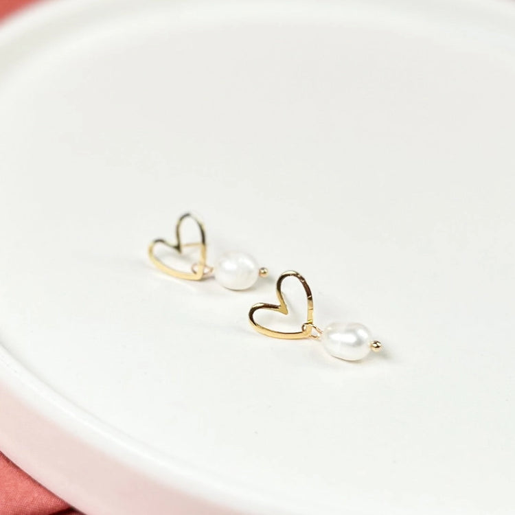 Pearl Heart Earrings - Natalie Clare