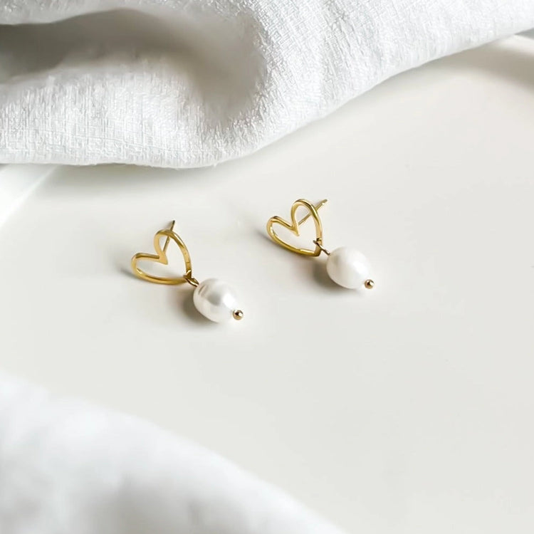 Pearl Heart Earrings - Natalie Clare