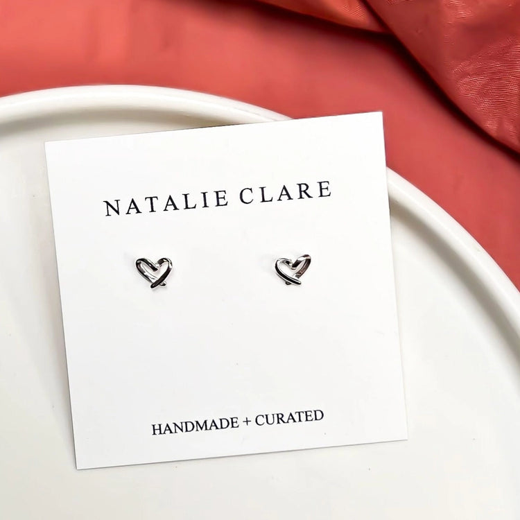 Sterling Silver Open Heart Studs - Natalie Clare