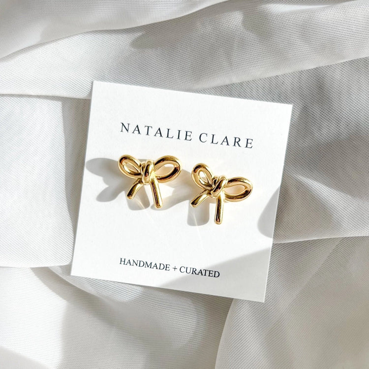 The Gold Bow Earrings - Natalie Clare