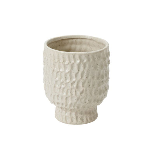 medium Textured ceramic pot on a white background