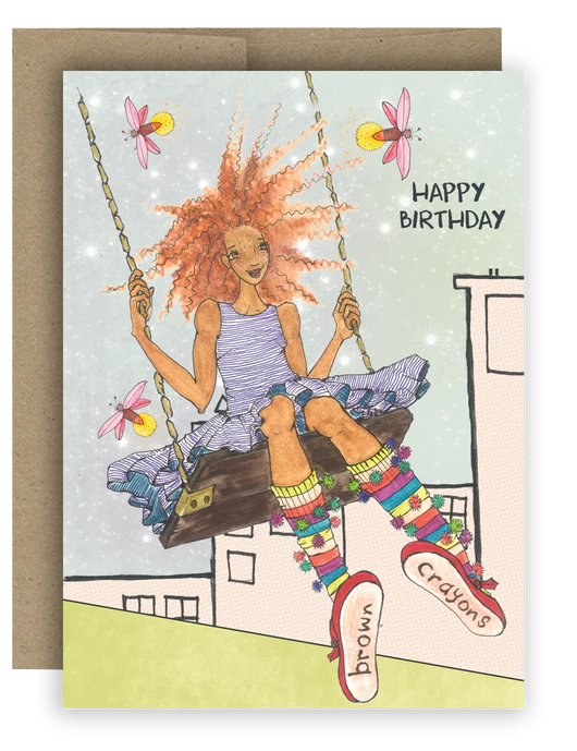 Happy Birthday Card Brown Crayons