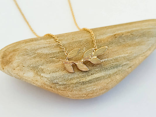 Delicate Gold Leaf Necklace, Nature Jewelry