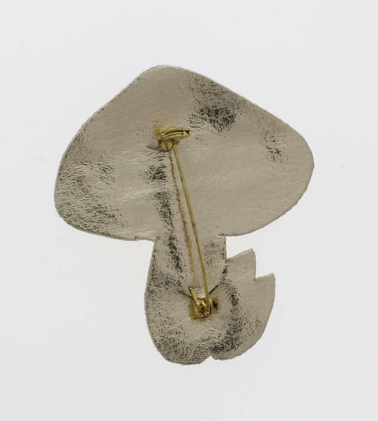 Red Mushroom Embroidered Beaded Pin – Handmade Woodland Brooch