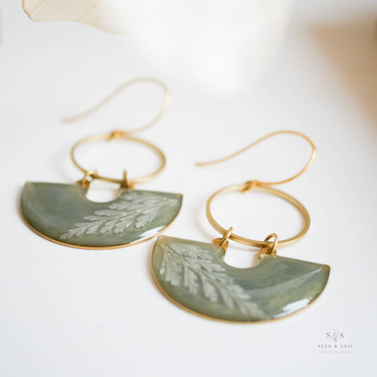 Emerald Fern Moon Shadow Earrings