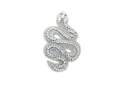 Embroidery Beaded Hat Pin Silver Snake