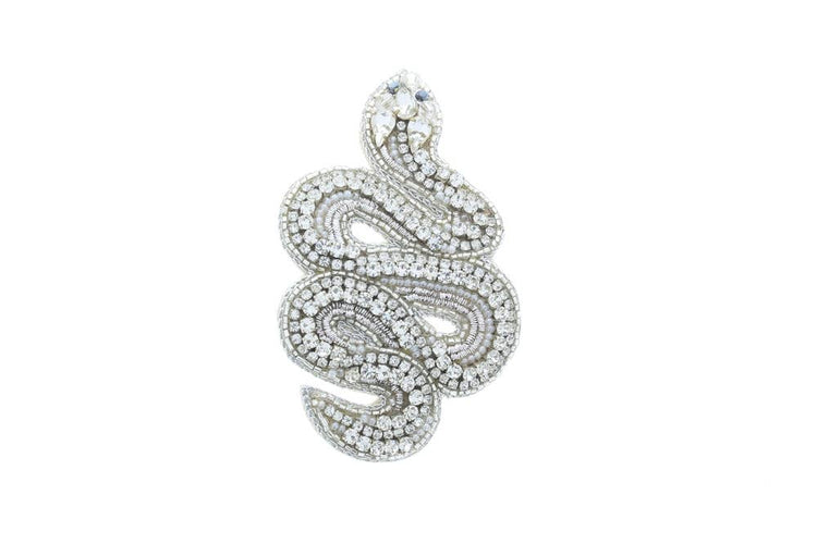 Embroidery Beaded Hat Pin Silver Snake