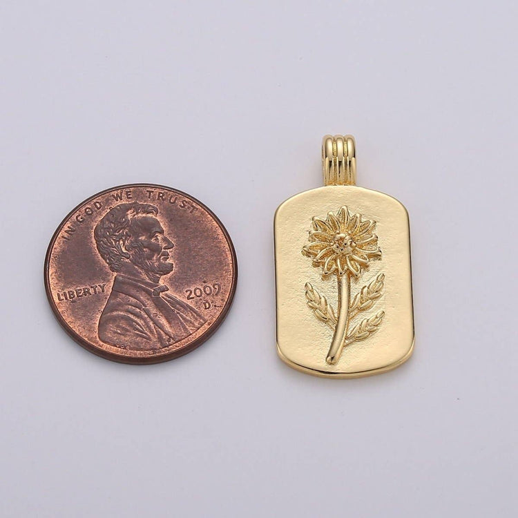 Sun Flower Charms, Gold SunFlower Pendant, Dainty Flower Charm, Small Medallion Charm for Necklace Floral Flower Jewelry I-739