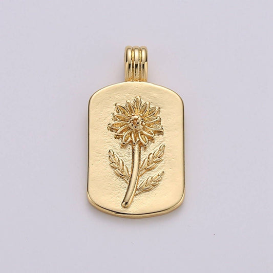 Sun Flower Charms, Gold SunFlower Pendant, Dainty Flower Charm, Small Medallion Charm for Necklace Floral Flower Jewelry I-739