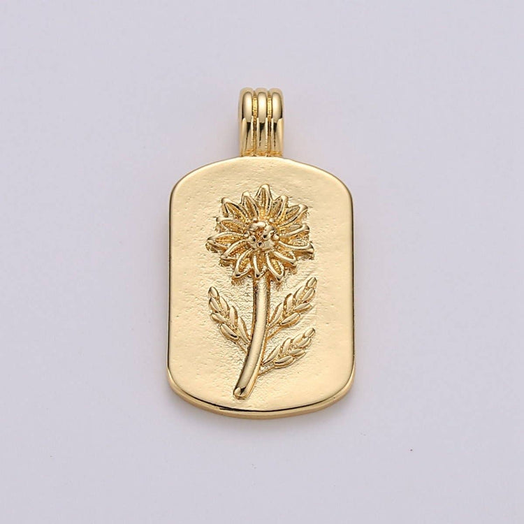 Sun Flower Charms, Gold SunFlower Pendant, Dainty Flower Charm, Small Medallion Charm for Necklace Floral Flower Jewelry I-739