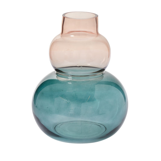 Glass vase with two-tone design